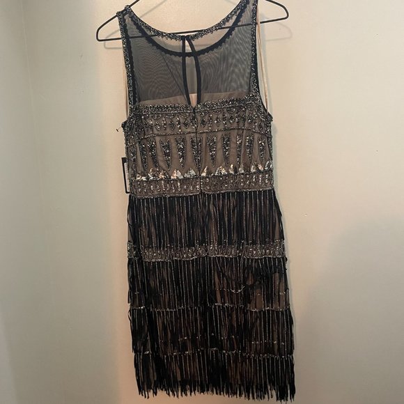 NWT Adrianna Papell Embellished Fringe Trim A Line Dress 10 - Picture 10 of 13